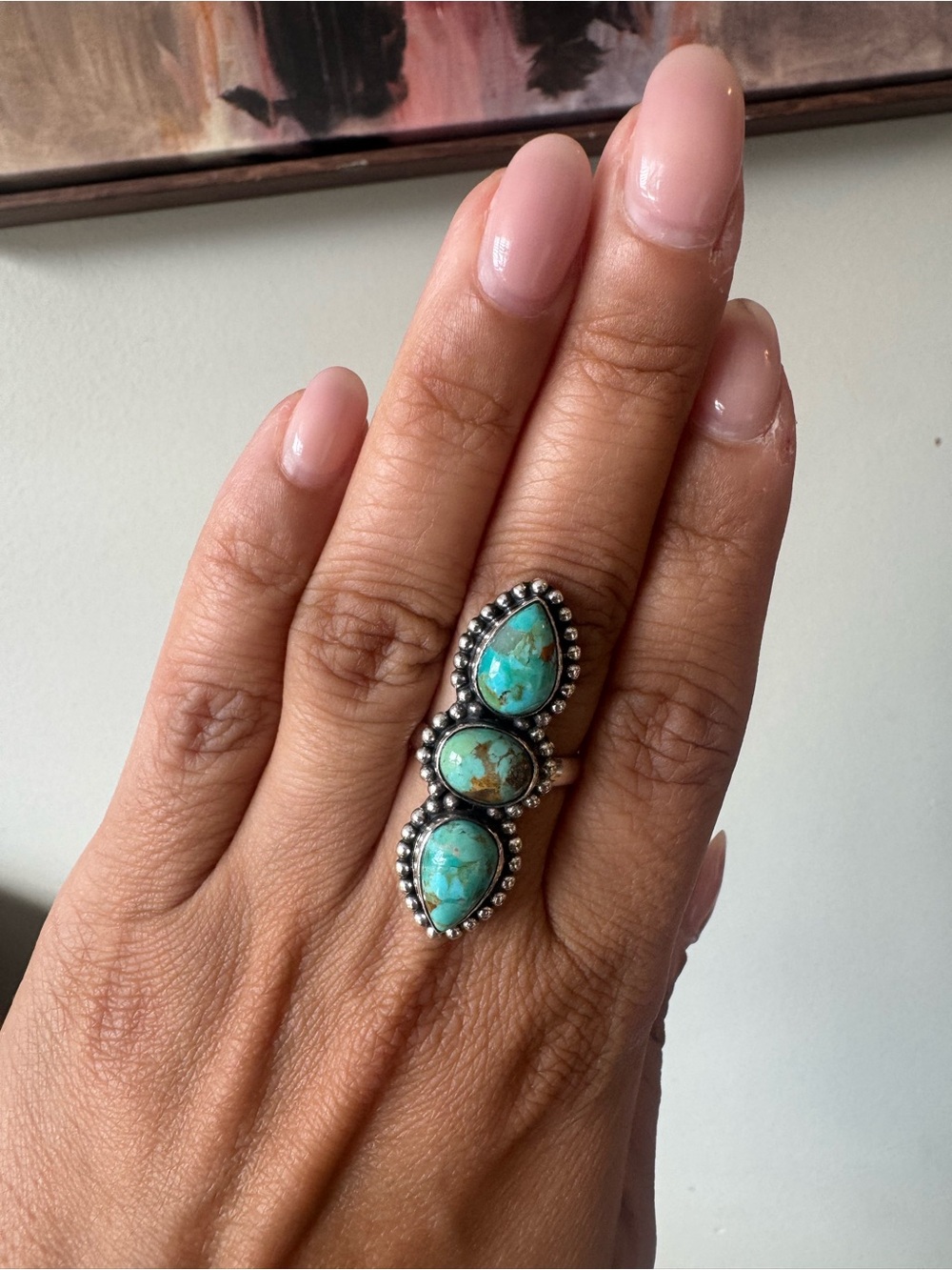 🔥STUNNING TRIPLE GENUINE KINGMAN STONE RING
